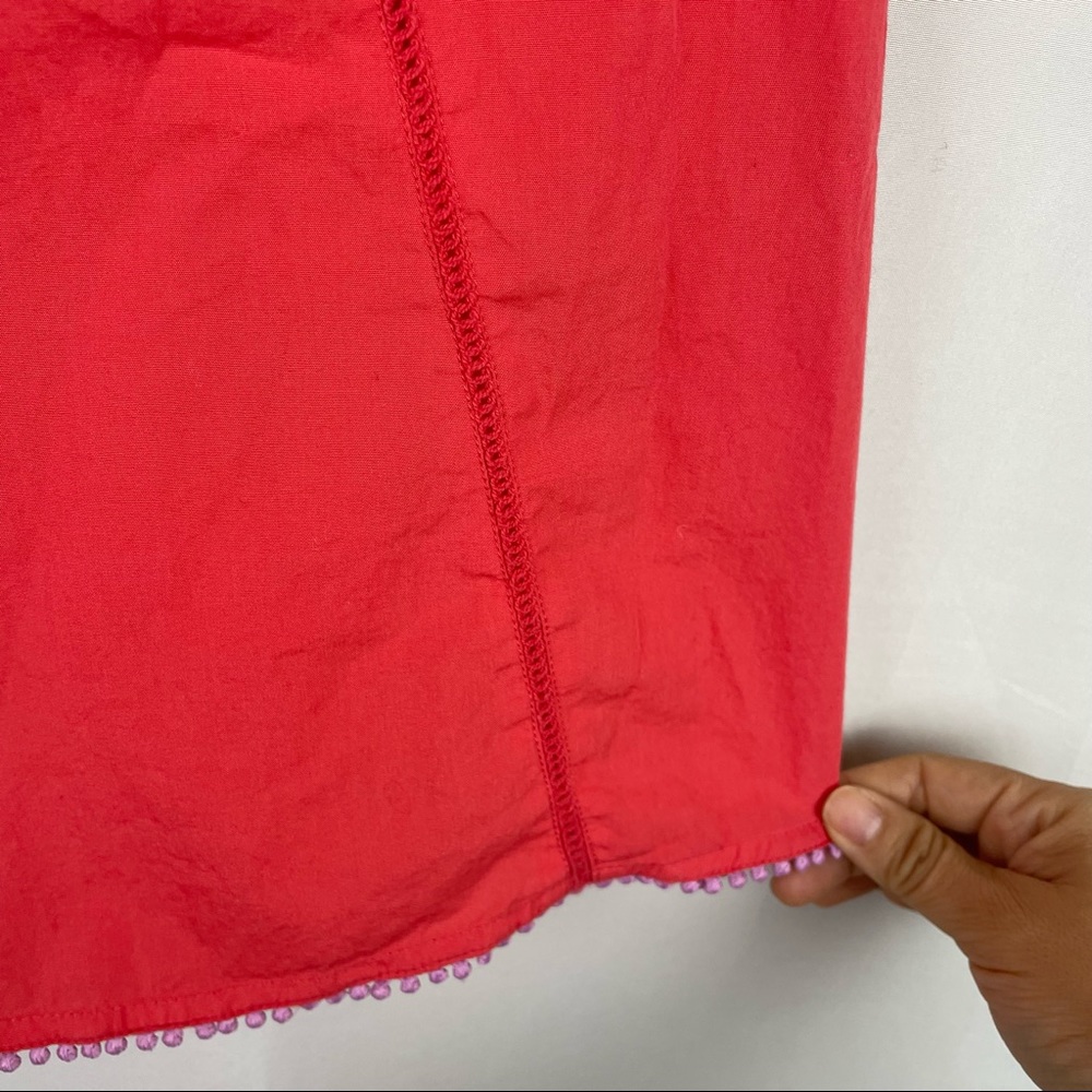 Boden kids girl coral red embroidered floral cutout blouse top 8/9 - Picture 4 of 8
